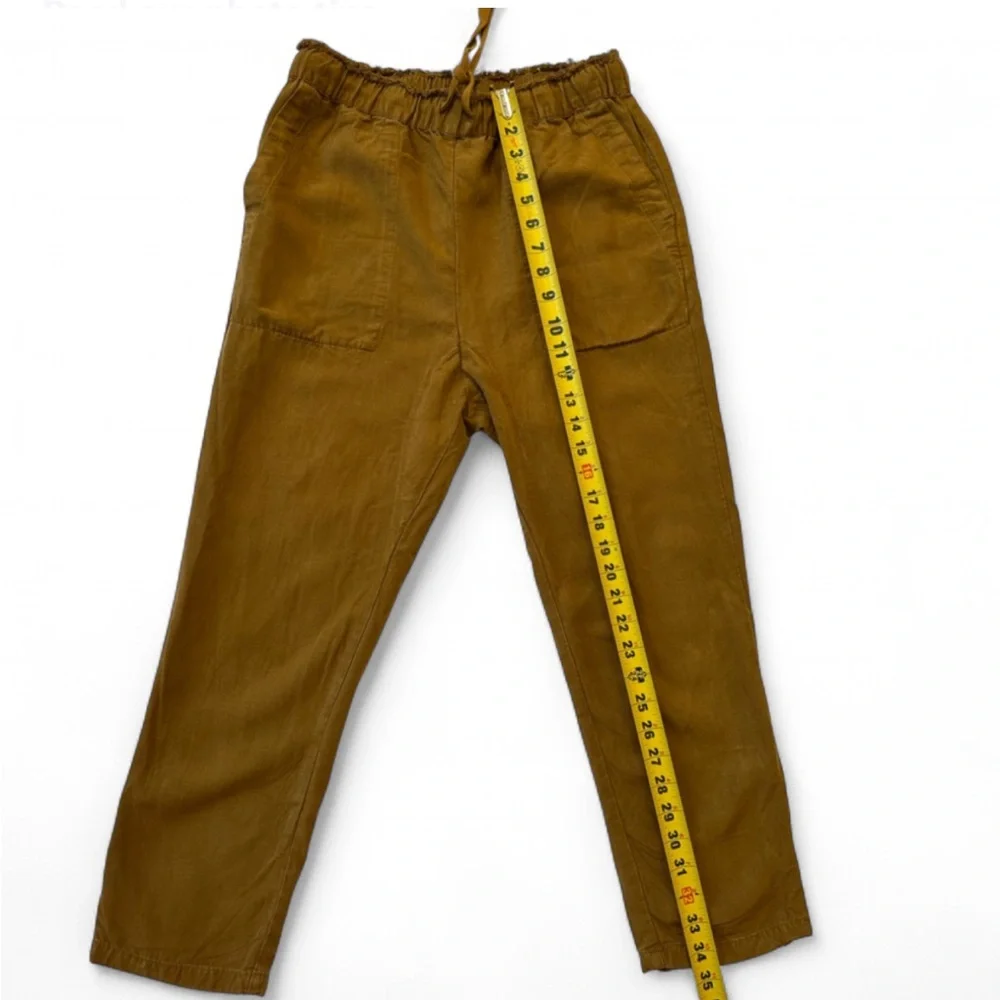 Zara Women’s Brown Linen Blend Straight Leg Cargo Style Pants - Small